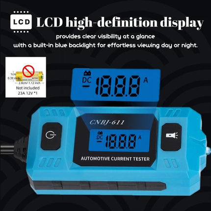 A CNBJ Tool for Routine Car Fuse Checks and Travel Maintenance - blue CNBJ-611 automotive current tester with LCD display