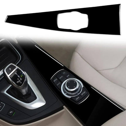 BMW Decorative Sticker for Left-Drive Car Panel black ABS trim overlay for BMW center console, easy install, modern dashboard refresh