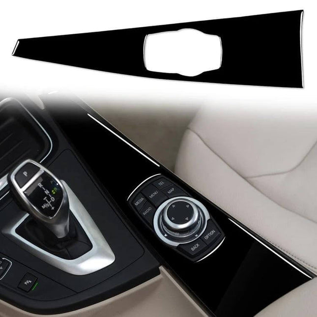 BMW Decorative Sticker for Left-Drive Car Panel black ABS trim overlay for BMW center console, easy install, modern dashboard refresh