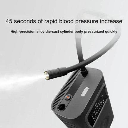 Xiaomi Mijia Air Pump 2 Pro for Car and Bike Tires portable electric inflator showing hose, LED light and digital display
