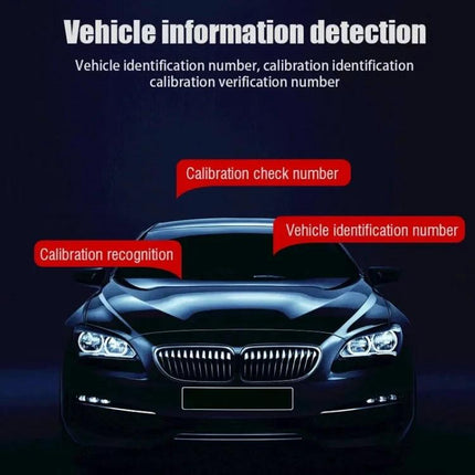 Handy Tool for Everyday Car Maintenance and Checks - car front view with labels for vehicle identification number and calibration detection