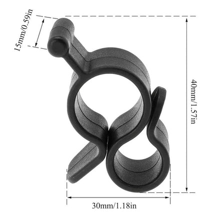 Convenient Hook for RV Awnings During Outdoor Camping Setup - black plastic clip slides into awning roller bar to hang rope lights and accessories (40mm x 30mm)