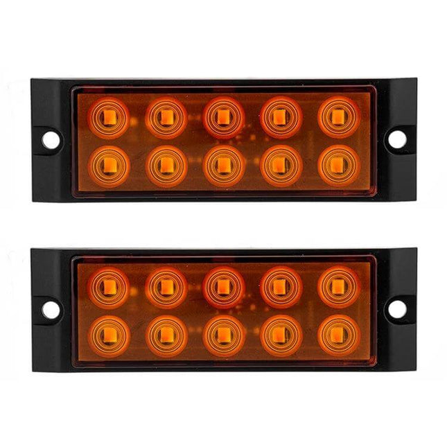 2-Pack Car Side Marker Lights, 10-LED, White, Easy Replacement low-profile 100mm x33mm LED marker pair for trucks trailers boats RVs