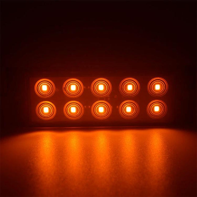 2-Pack Car Side Marker Lights, 10-LED, White, Easy Replacement - illuminated 10-LED amber marker showing compact low-profile housing