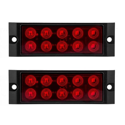 2-Pack Car Side Marker Lights, 10-LED, White, Easy Replacement rectangular red LED marker pair low-profile 100x33x10 mm housing