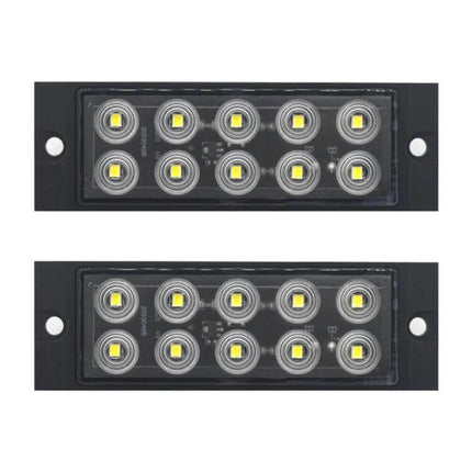 2-Pack Car Side Marker Lights, 10-LED, White, Easy Replacement compact 100mm x33mm low-profile LED marker set for trucks trailers RVs