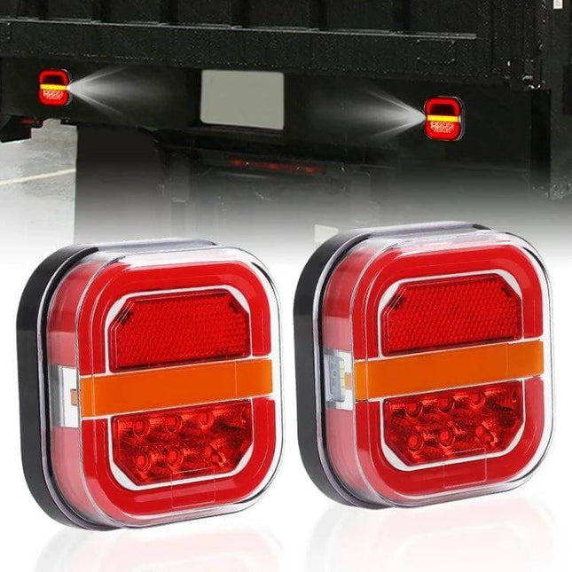 Square Trailer Taillight Two Pack For Trucks Easy Replacement - compact 28-LED red square trailer taillights for trucks, RVs, boat trailers, durable waterproof set
