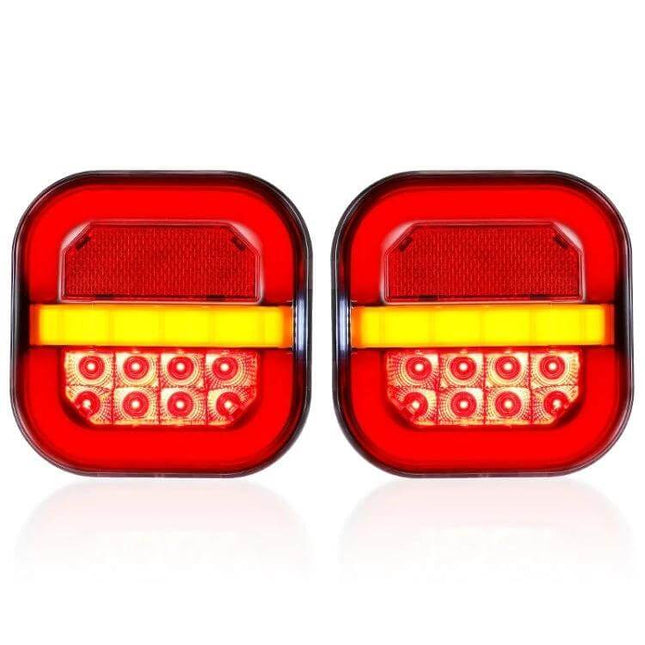 Square Trailer Taillight Two Pack For Trucks Easy Replacement - 28 LED waterproof square taillights for trailers, RVs and trucks