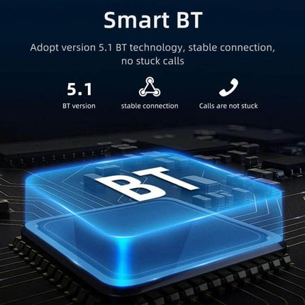 Compact 4-Inch Car MP5 Player with Bluetooth and FM Radio showing Smart BT 5.1 chip and stable Bluetooth connection