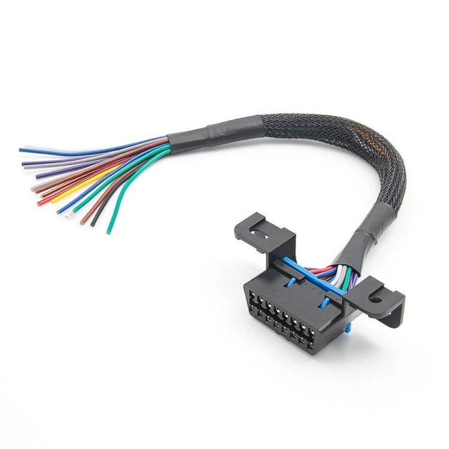 OBD Extension Cable for Everyday Car Maintenance Tasks - 16-pin adapter cable with braided sleeve and multicolor wires for easier diagnostics