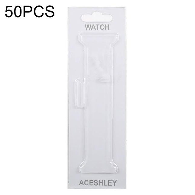 Rectangular Paper Packaging for 50 Smart Watch Bands - white retail display pack protecting and organizing smartwatch bands