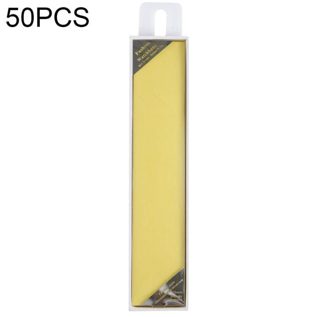 Alt Tag: Rectangular Packaging Box for Smart Watch Bands, 50 Pieces, Size 23.3x5.2x1.9cm white paper display box with clear window and hang tab