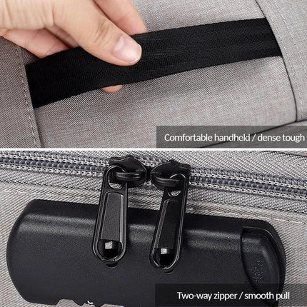 Waterproof Storage Bag for Documents and Laptops with Lock with two-way zipper, password lock and 12 card slots, gray commuter organizer