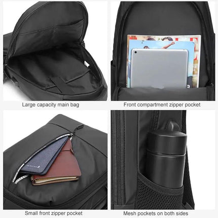 Oxford Laptop Bag Backpack With Trolley Strap For Daily Commute