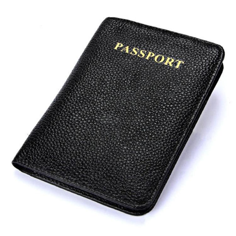 Litchi Grain Leather Travel Passport Holder with Multiple Compartments