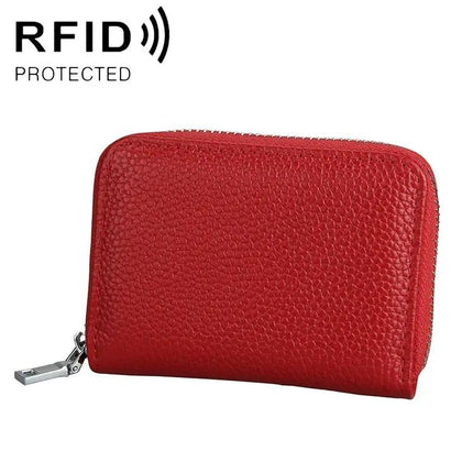 Antimagnetic RFID Card Holder Wallet With Litchi Leather