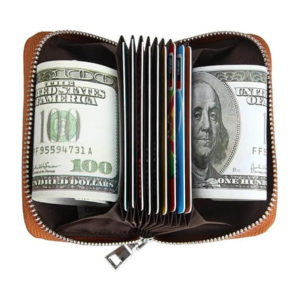 Antimagnetic RFID Card Holder Wallet With Litchi Leather | Syndmart