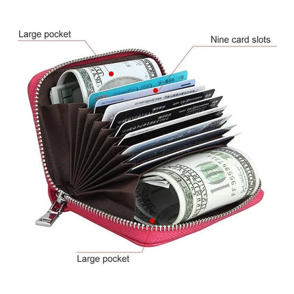 Antimagnetic RFID Card Holder Wallet With Litchi Leather | Syndmart