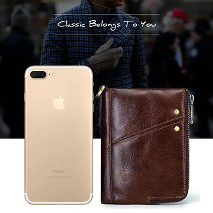 Antimagnetic RFID Leather Wallet for Men Crazy Horse Texture