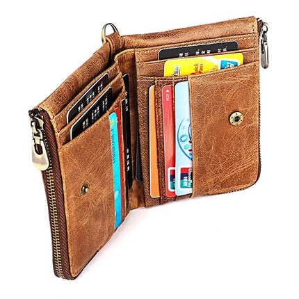 Antimagnetic RFID Leather Wallet for Men Crazy Horse Texture