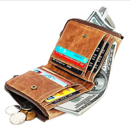 Antimagnetic RFID Leather Wallet for Men Crazy Horse Texture