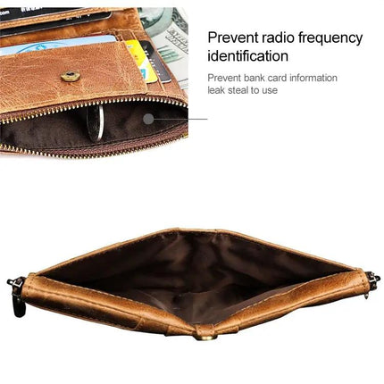Antimagnetic RFID Leather Wallet for Men Crazy Horse Texture