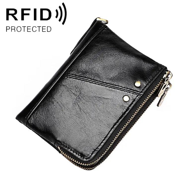 Antimagnetic RFID Leather Wallet for Men Crazy Horse Texture