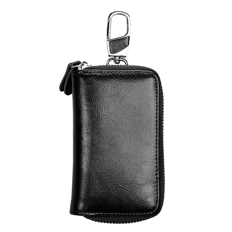 9101 Multi-function Waist Hanging Oil Wax Leather Zipper Wallet Keys Holder Bag