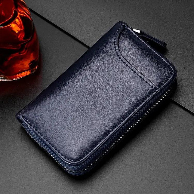Leather Key Holder Wallet With Zipper Large Capacity