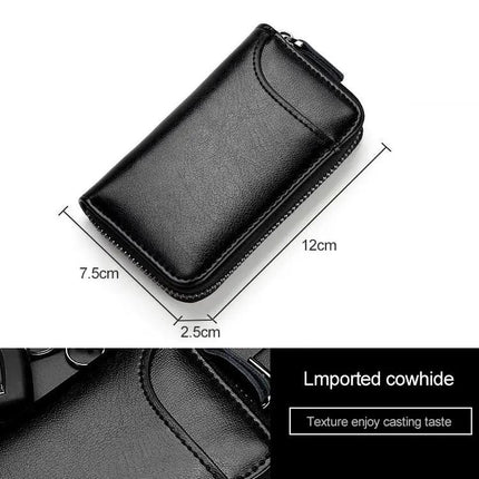 Leather Key Holder Wallet With Zipper Large Capacity