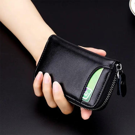 Leather Key Holder Wallet With Zipper Large Capacity