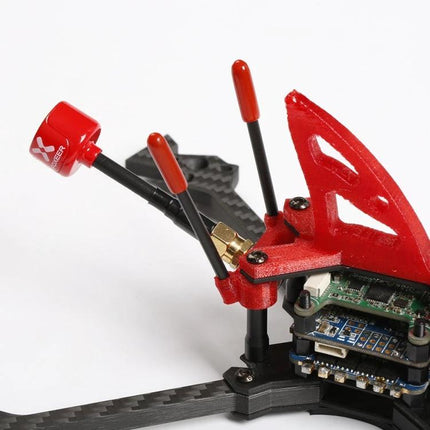 iFlight M3x15mm Antenna Protection Cap for FPV RC Models red cap fitted on drone motor to shield antennas and prevent damage