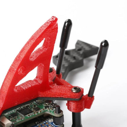 iFlight M3x15mm Antenna Protection Cap for FPV RC Models on red frame protecting two antennas and motor mount