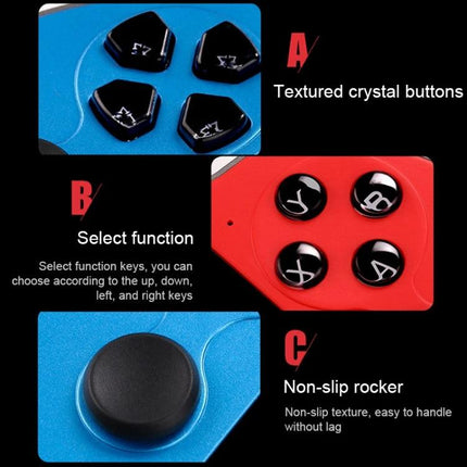 Powkiddy X12 Plus Handheld Retro Game Console with 7-Inch Screen close-up of textured crystal buttons, select function buttons, and non-slip rocker