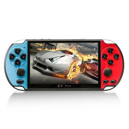 X7 Plus Handheld Console for Retro Gaming and Media Playback - 5.1-inch HD portable gaming device with blue/red controls