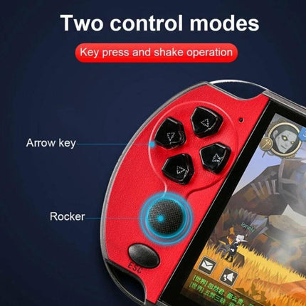 X7 Plus Handheld Console for Retro Gaming and Media Playback red handheld showing arrow keys and rocker on 5.1-inch HD screen