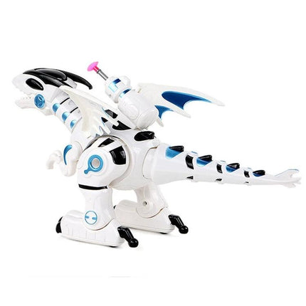 Fun Dinosaur Toy for Kids' Imaginative Everyday Home Play - white robotic dinosaur with wings, lights, sounds, walking and soft-bullet launcher