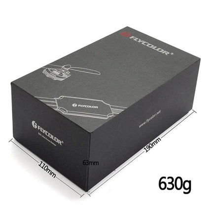 Flycolor Raptor Series Power Set with Motors and Propellers boxed kit showing dimensions and weight for drone components