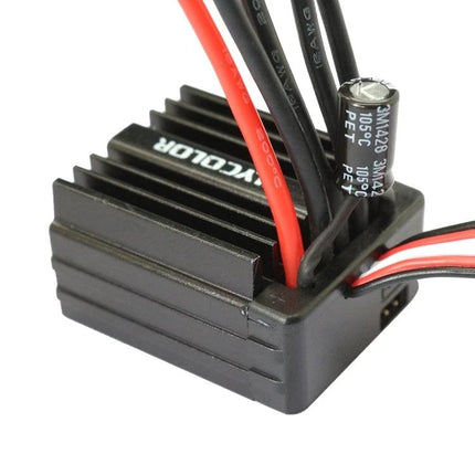 Flycolor Thunder Series Speed Controller for RC Cars compact black brushless ESC with red/black power wires and capacitor