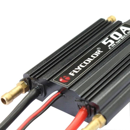 Flycolor Waterproof Speed Controller for RC Boats black 50A ESC with waterproof casing and gold bullet connectors