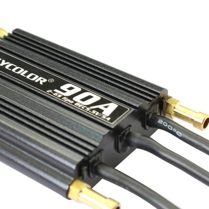 Flycolor Waterproof Speed Controller for RC Boats 90A waterproof ESC with gold bullet connectors and black power leads