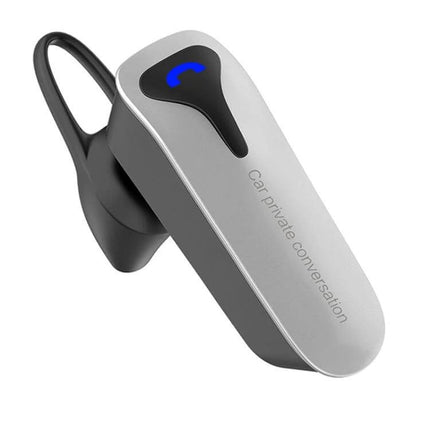 ER9 2-In-1 Car Kit Bluetooth Hands-Free With Dual USB Charger slim silver Bluetooth earpiece for hands-free calls and charging in car