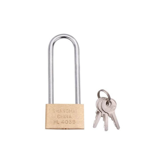 Copper Padlock Small Lock Long Beam 30mm For Backpack And Suitcase - brass body long-shackle luggage lock with keys