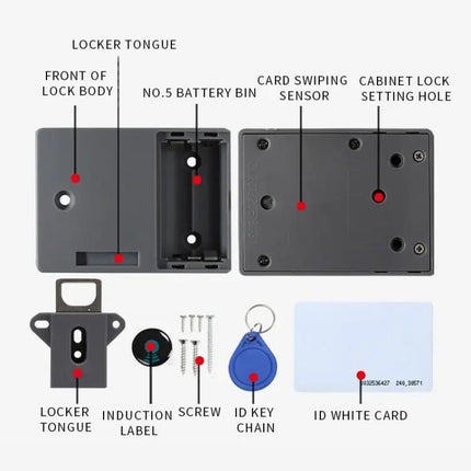Abs Magnetic Card Induction Lock For Double Opening Cabinet Doors