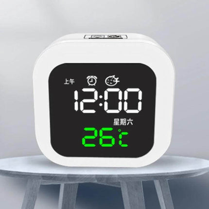 USB Home Smart Clock With Night Light For Bedroom Use - white bedside digital clock with USB charging, soft touch night light and temperature display