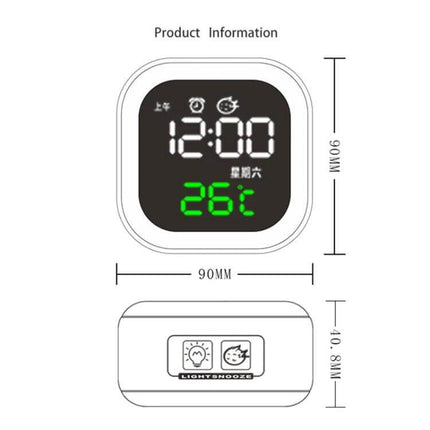 USB Home Smart Clock With Night Light For Bedroom Use compact bedside clock showing time and temperature, USB charging and touch-top night light