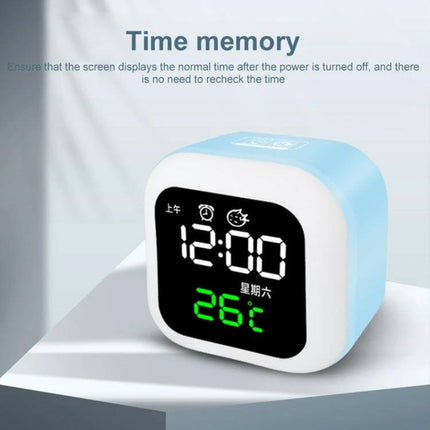 USB Home Smart Clock With Night Light For Bedroom Use - compact ABS bedside clock with digital time, temperature display and USB charging, touch-top night light