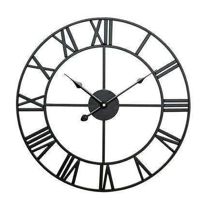 40cm Retro Iron Round Roman Numeral Mute Wall Clock For Living Room