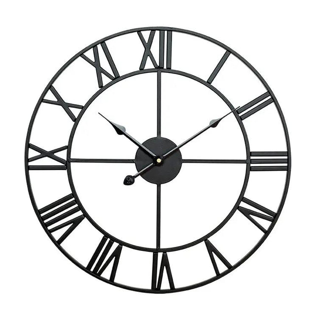 40cm Retro Iron Round Roman Numeral Mute Wall Clock For Living Room