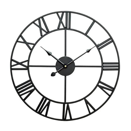 40cm Retro Iron Round Roman Numeral Mute Wall Clock For Living Room